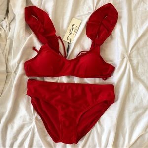 NWT RED TWO PIECE SWIM